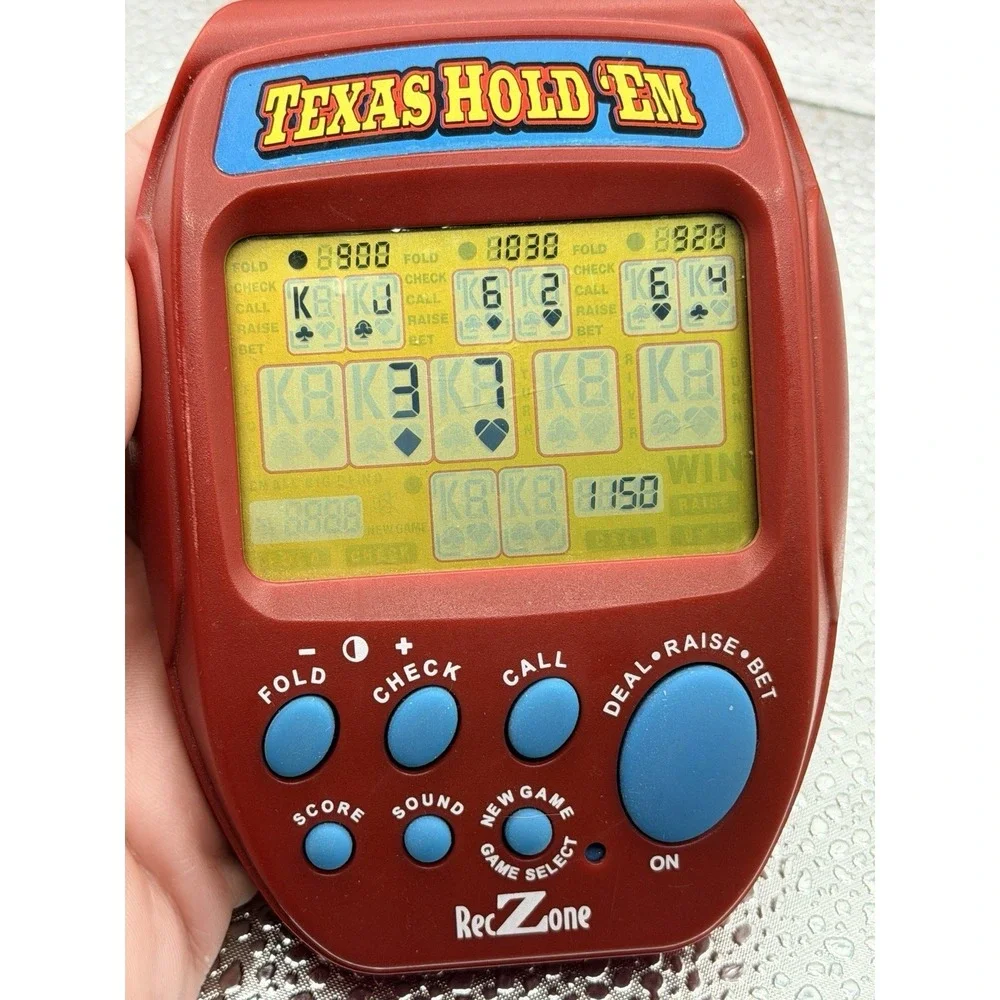 Reczone Texas Hold Em Electronic Handheld Game Travel Pocket Vtg Tested Working